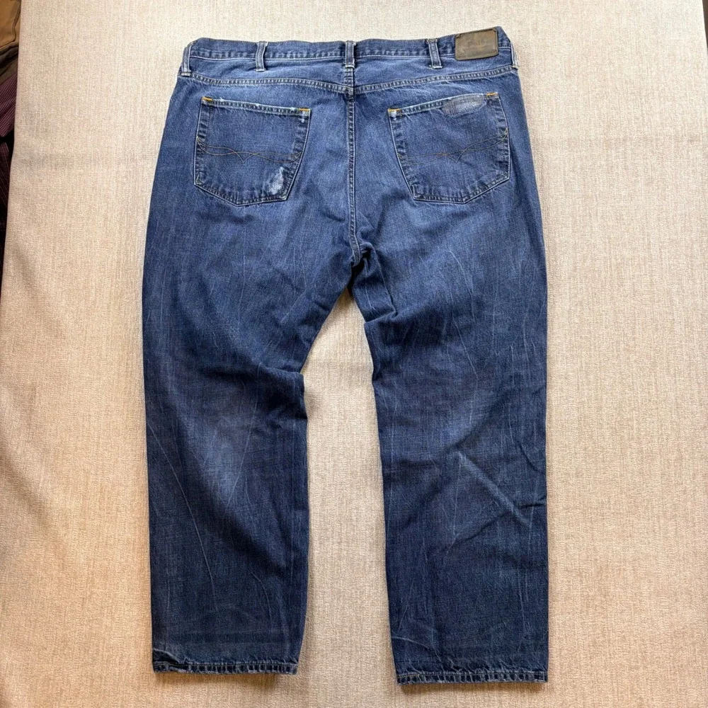 Polo Ralph Lauren Mens Hampton Relaxed Straigh Distressed Blue Jeans 44x30